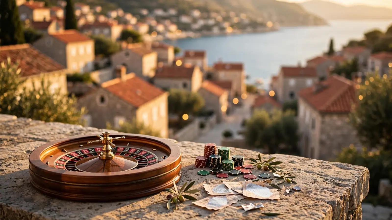 Roulette i lutrijske srećke na kamenom stolu uz hrvatsku jadransku obalu